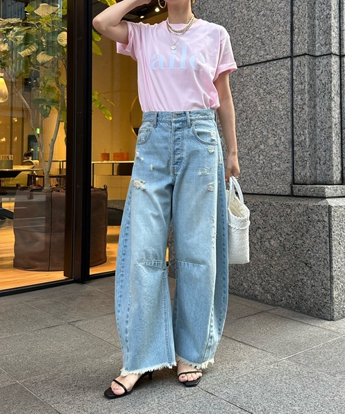 DouDou(ドゥドゥ)の「aileフロッキーロゴTEE(Tシャツ/カットソー・レディース・ホワイト系その他/ホワイト/チャコールグレー/ライトグレー/ネイビー/ピンク・FREE)」の19枚目の写真