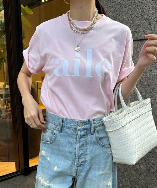 DouDou(ドゥドゥ)の「aileフロッキーロゴTEE(Tシャツ/カットソー・レディース・ホワイト系その他/ホワイト/チャコールグレー/ライトグレー/ネイビー/ピンク・FREE)」の22枚目の写真