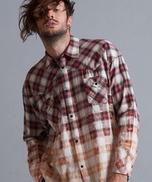 【NO ID.】Bleach Check Western Shirt / ブリーチ チェック ウエスタン シャツ