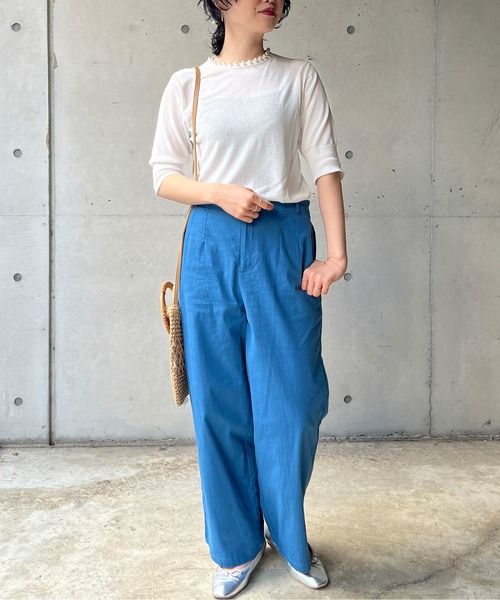 Chez toi（シェトワ）の「ネックパール5分袖プルオーバー（ニット/セーター・レディース・ブラック/パープル/アイボリー・FREE）」の12枚目の写真