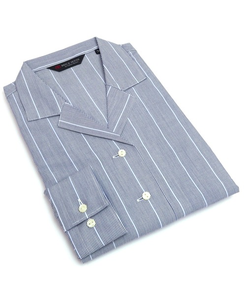 TOKYO SHIRTS（トウキョウシャツ）の「形態安定ノーアイロン オープンカラー 長袖ビジネスワイシャツ（ビジネスシャツ・レディース・ダークブルー・LL/L/S/XL/M）」の9枚目の写真