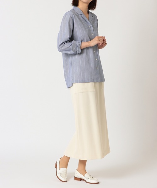 TOKYO SHIRTS（トウキョウシャツ）の「形態安定ノーアイロン オープンカラー 長袖ビジネスワイシャツ（ビジネスシャツ・レディース・ダークブルー・LL/L/S/XL/M）」の8枚目の写真