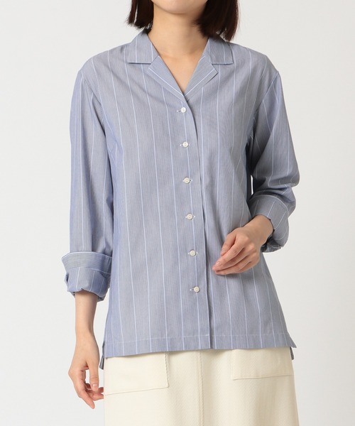 TOKYO SHIRTS（トウキョウシャツ）の「形態安定ノーアイロン オープンカラー 長袖ビジネスワイシャツ（ビジネスシャツ・レディース・ダークブルー・LL/L/S/XL/M）」の6枚目の写真