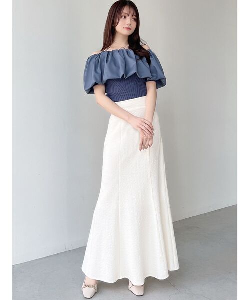 RESEXXY(リゼクシー)の「ラッフルドッキングオフショルニットトップス(ニット/セーター・レディース・ブラック/ブルー/アイボリー・FREE)」の15枚目の写真