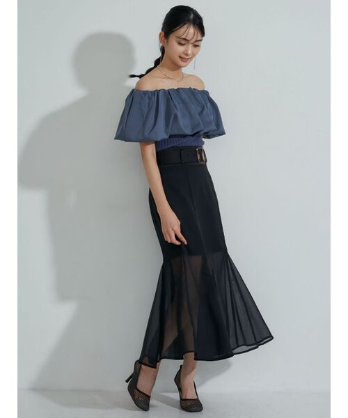 RESEXXY(リゼクシー)の「ラッフルドッキングオフショルニットトップス(ニット/セーター・レディース・ブラック/ブルー/アイボリー・FREE)」の21枚目の写真