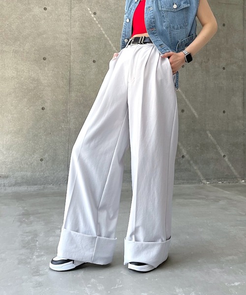 PAGEBOY（ページボーイ）の「ロールアップスラックス（スラックス・レディース・オレンジ系/ブラック/グレイッシュベージュ/ブラウン・FREE）」の3枚目の写真