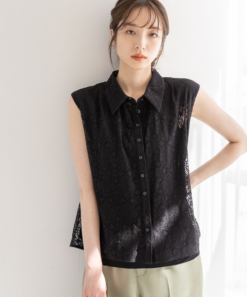 Andemiu(アンデミュウ)の「ソウレースノースリーブブラウス905832(シャツ/ブラウス・レディース・ブラック/アイボリー・FREE)」の1枚目の写真