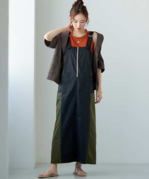 miclat（ミクラ）の「大きいサイズ　ミリタリー風ジャンパースカート　miclat（ジャンパースカート・レディース・ベージュ系/ブラック系・LL/L/4L/5L/3L）」の10枚目の写真