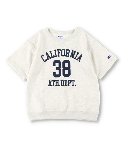 Champion(チャンピオン)の「【Champion チャンピオン】ゆったりシルエット半袖スウェットシャツ(Tシャツ/カットソー・キッズ・ネイビー/キナリ・110/140/100/130/120)」の2枚目の写真