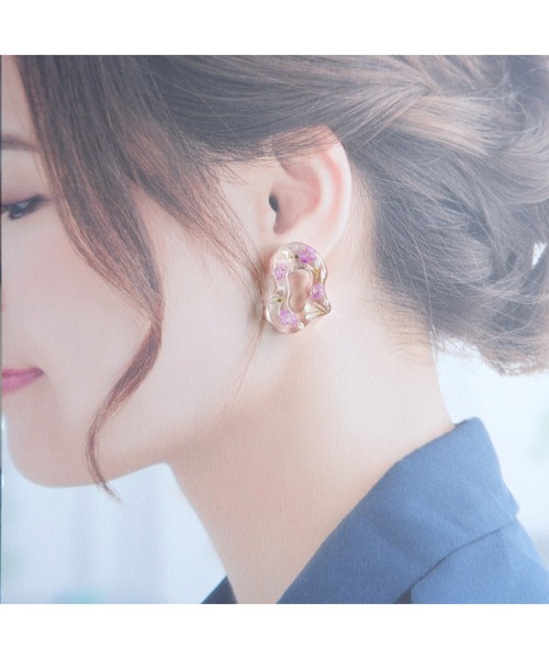 tone（トーン）の「【R】クリアボタニカルピアス(MA)（ピアス（両耳用）・レディース・パープル・FREE）」の5枚目の写真