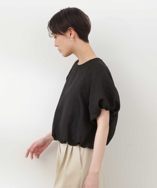 N.(N. Natural Beauty Basic)(エヌエヌナチュラルビューティーベーシック)の「◆クロップドバルーンスリーブブラウス(シャツ/ブラウス・レディース・イエロー/ブラック/オフホワイト・MEDIUM)」の11枚目の写真