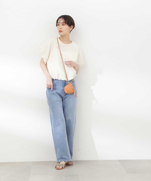 N.(N. Natural Beauty Basic)(エヌエヌナチュラルビューティーベーシック)の「◆クロップドバルーンスリーブブラウス(シャツ/ブラウス・レディース・イエロー/ブラック/オフホワイト・MEDIUM)」の22枚目の写真