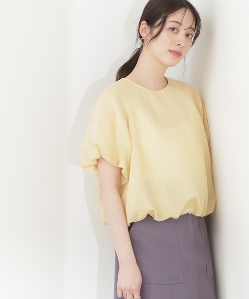 N.(N. Natural Beauty Basic)(エヌエヌナチュラルビューティーベーシック)の「◆クロップドバルーンスリーブブラウス(シャツ/ブラウス・レディース・イエロー/ブラック/オフホワイト・MEDIUM)」の3枚目の写真