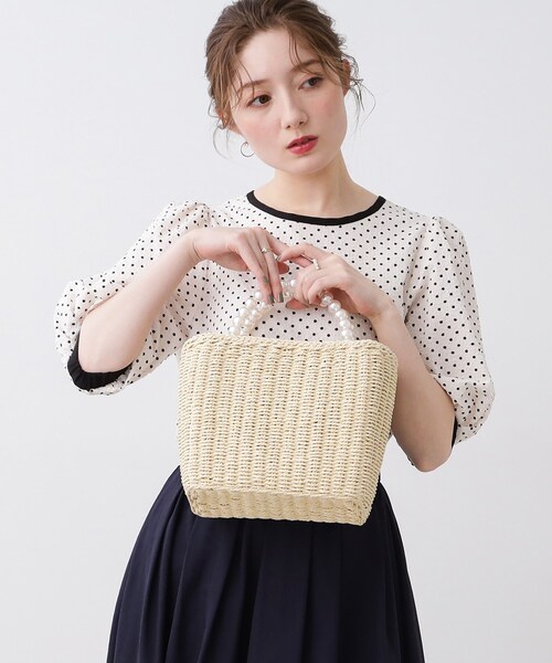 couture brooch（クチュールブローチ）の「◆パール調ハンドルバッグ（ハンドバッグ・レディース・ブラック/ナチュラル・00）」の10枚目の写真