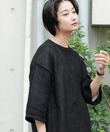 メッシュニット × 天竺 S/S カットソー アンサンブル <セレクトアイテム>