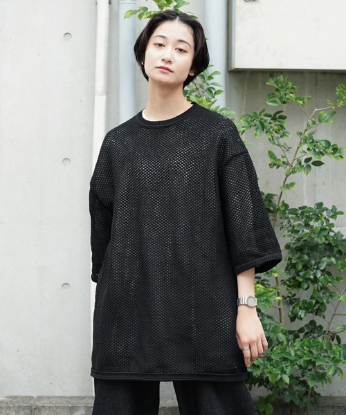Air Tokyo(エアートウキョー)の「メッシュニット × 天竺 S/S カットソー アンサンブル <セレクトアイテム>(アンサンブル・メンズ・ブラック/ベージュ・LARGE/X-LARGE)」の3枚目の写真