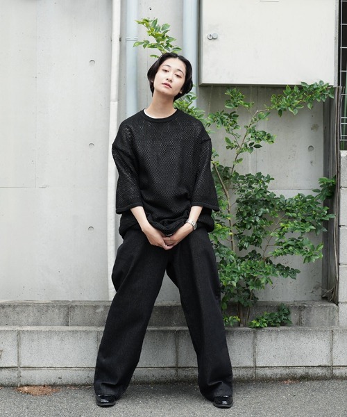 Air Tokyo(エアートウキョー)の「メッシュニット × 天竺 S/S カットソー アンサンブル <セレクトアイテム>(アンサンブル・メンズ・ブラック/ベージュ・LARGE/X-LARGE)」の5枚目の写真