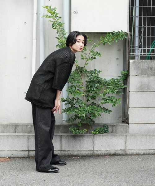 Air Tokyo(エアートウキョー)の「メッシュニット × 天竺 S/S カットソー アンサンブル <セレクトアイテム>(アンサンブル・メンズ・ブラック/ベージュ・LARGE/X-LARGE)」の7枚目の写真