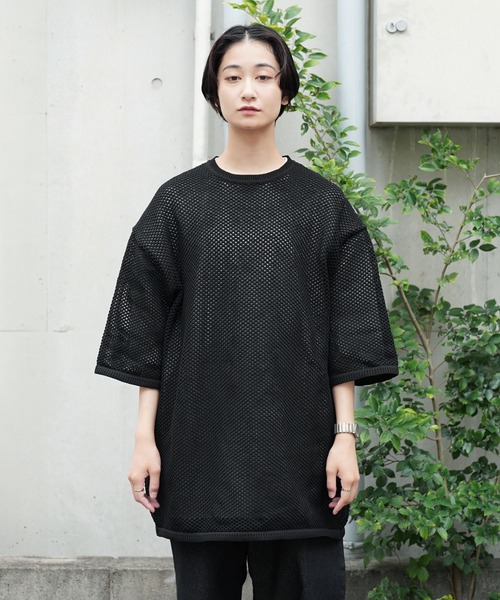 Air Tokyo(エアートウキョー)の「メッシュニット × 天竺 S/S カットソー アンサンブル <セレクトアイテム>(アンサンブル・メンズ・ブラック/ベージュ・LARGE/X-LARGE)」の8枚目の写真
