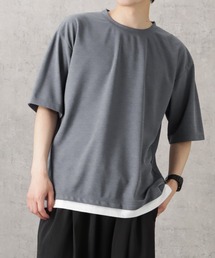 梨地フェイクレイヤード半袖Tシャツ