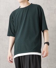 梨地フェイクレイヤード半袖Tシャツ