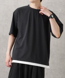 梨地フェイクレイヤード半袖Tシャツ