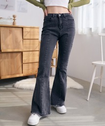 秋・冬も大活躍◎ ハイウエスト フレア デニムパンツ