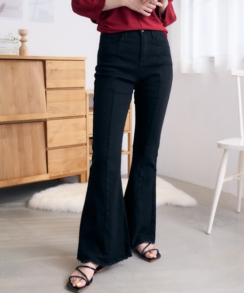 COCOMOMO（ココモモ）の「秋・冬も大活躍◎ ハイウエスト フレア デニムパンツ（デニムパンツ・レディース・ダークグレー/ライトブルー/ブラック・S/M）」の14枚目の写真