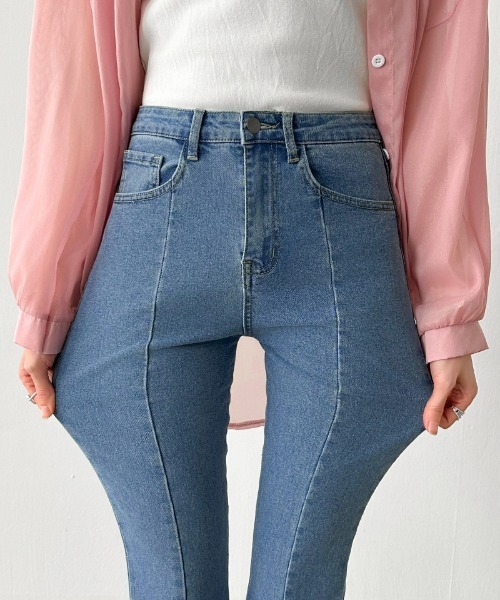 COCOMOMO（ココモモ）の「秋・冬も大活躍◎ ハイウエスト フレア デニムパンツ（デニムパンツ・レディース・ダークグレー/ライトブルー/ブラック・S/M）」の13枚目の写真