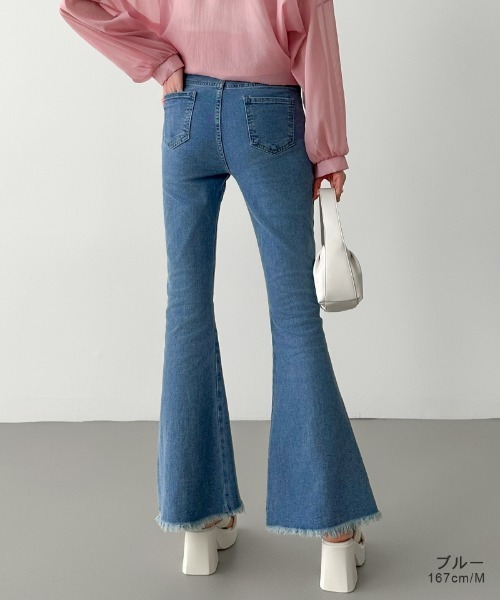 COCOMOMO（ココモモ）の「秋・冬も大活躍◎ ハイウエスト フレア デニムパンツ（デニムパンツ・レディース・ダークグレー/ライトブルー/ブラック・S/M）」の12枚目の写真