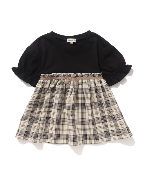 SHOO・LA・RUE(シューラルー)の「◆【110-140cm】ドッキング五分袖プルオーバー(Tシャツ/カットソー・キッズ・ライトパープル/ブラック系/ブラック系1/アイボリー系・14/13/11/12)」の3枚目の写真
