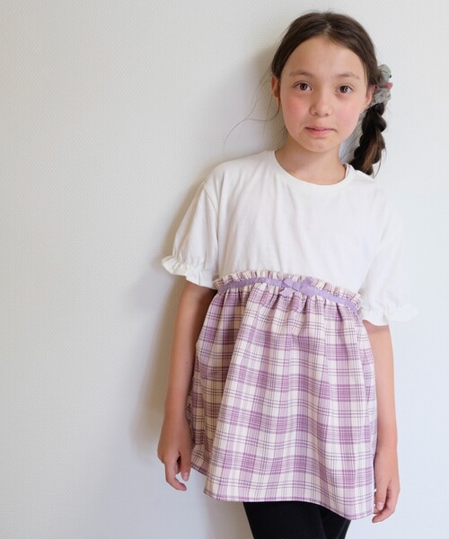 SHOO・LA・RUE(シューラルー)の「◆【110-140cm】ドッキング五分袖プルオーバー(Tシャツ/カットソー・キッズ・ライトパープル/ブラック系/ブラック系1/アイボリー系・14/13/11/12)」の18枚目の写真