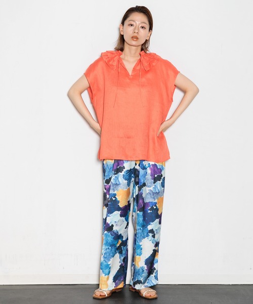 AMERICAN RAG CIE（アメリカンラグシー）の「フリルカラーリネンブラウス（シャツ/ブラウス・レディース・イエロー/オレンジ/ホワイト・FREE）」の10枚目の写真