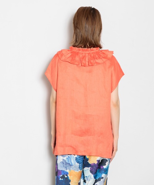 AMERICAN RAG CIE（アメリカンラグシー）の「フリルカラーリネンブラウス（シャツ/ブラウス・レディース・イエロー/オレンジ/ホワイト・FREE）」の7枚目の写真