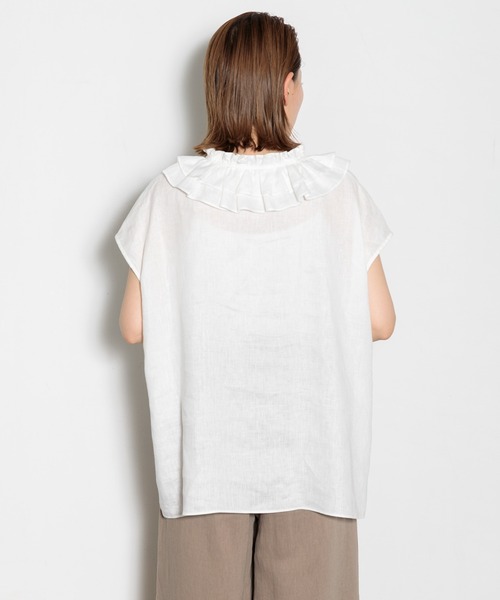 AMERICAN RAG CIE（アメリカンラグシー）の「フリルカラーリネンブラウス（シャツ/ブラウス・レディース・イエロー/オレンジ/ホワイト・FREE）」の9枚目の写真