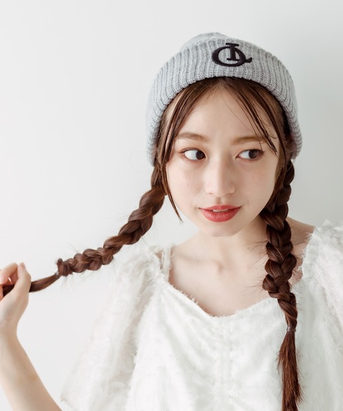 OLIVE des OLIVE（オリーブデオリーブ）の「刺繍入りニットキャップ　1032150010（ニットキャップ/ビーニー・レディース・アイボリー/ネイビー/ライトグレー/ピンク/ブラック・FREE）」の14枚目の写真