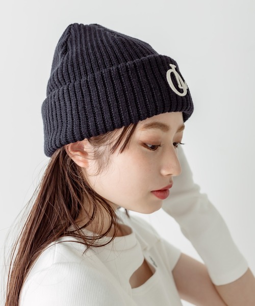 OLIVE des OLIVE（オリーブデオリーブ）の「刺繍入りニットキャップ　1032150010（ニットキャップ/ビーニー・レディース・アイボリー/ネイビー/ライトグレー/ピンク/ブラック・FREE）」の19枚目の写真
