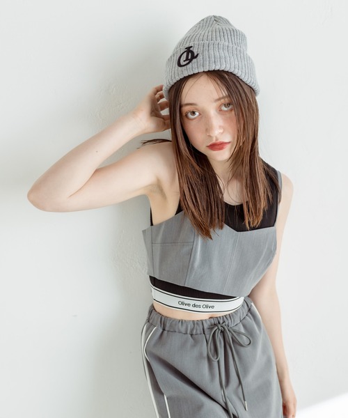 OLIVE des OLIVE（オリーブデオリーブ）の「刺繍入りニットキャップ　1032150010（ニットキャップ/ビーニー・レディース・アイボリー/ネイビー/ライトグレー/ピンク/ブラック・FREE）」の16枚目の写真