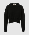 マルニ　ニット(クロップド プルオーバー 黒) ブラック ディシュベルドコットン製 クロップドジャンパー | Marni