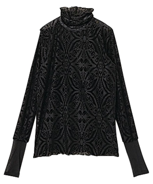 RANAN(ラナン)の「ベロアオパールハイネックトップス(Tシャツ/カットソー・レディース・ブラック/ブルー/ピンクベージュ・L/LL/M)」の12枚目の写真