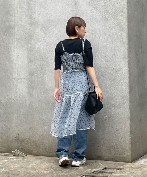 CIAOPANIC（チャオパニック）の「フラワープリントチュールキャミワンピース（ワンピース・レディース・ホワイト/ベージュ・FREE）」の13枚目の写真