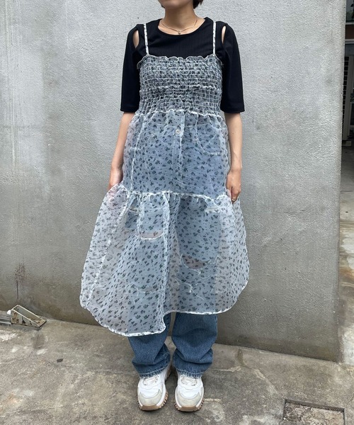 CIAOPANIC（チャオパニック）の「フラワープリントチュールキャミワンピース（ワンピース・レディース・ホワイト/ベージュ・FREE）」の20枚目の写真