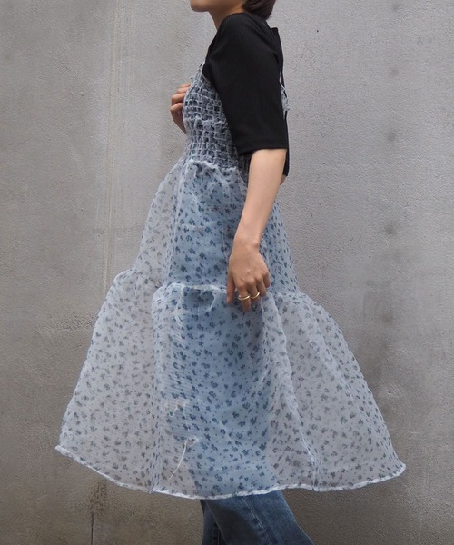 CIAOPANIC（チャオパニック）の「フラワープリントチュールキャミワンピース（ワンピース・レディース・ホワイト/ベージュ・FREE）」の17枚目の写真