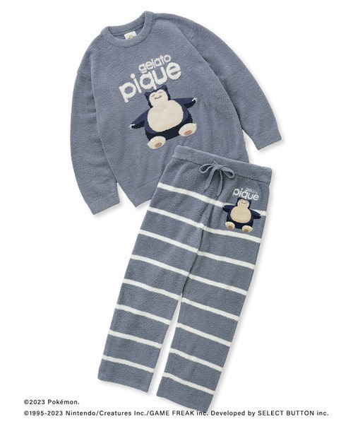 gelato pique(ジェラートピケ)の「【ポケモンスリープ】【メンズ】ベビモコジャガードプルオーバー&ロングパンツセット(ルームウェア/パジャマ・メンズ・アイボリー/ネイビー・MEDIUM/LARGE)」の5枚目の写真