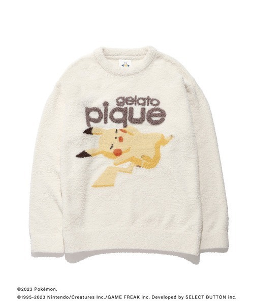 gelato pique(ジェラートピケ)の「【ポケモンスリープ】【メンズ】ベビモコジャガードプルオーバー&ロングパンツセット(ルームウェア/パジャマ・メンズ・アイボリー/ネイビー・MEDIUM/LARGE)」の7枚目の写真