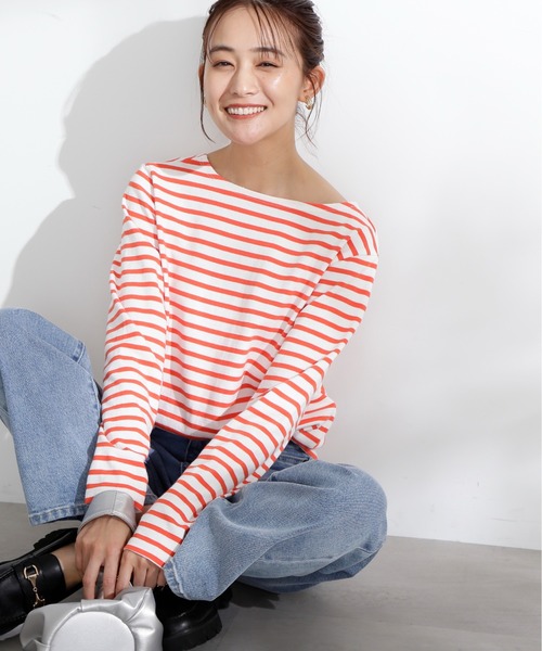 N.(N. Natural Beauty Basic)(エヌエヌナチュラルビューティーベーシック)の「◆バスクボーダーロンT(Tシャツ/カットソー・レディース・イエロー/オレンジ/ブルー・MEDIUM)」の21枚目の写真