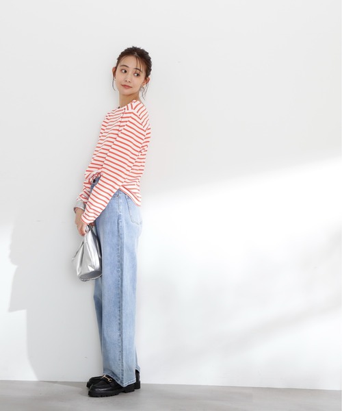 N.(N. Natural Beauty Basic)(エヌエヌナチュラルビューティーベーシック)の「◆バスクボーダーロンT(Tシャツ/カットソー・レディース・イエロー/オレンジ/ブルー・MEDIUM)」の14枚目の写真