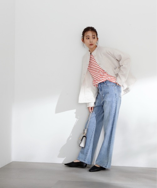 N.(N. Natural Beauty Basic)(エヌエヌナチュラルビューティーベーシック)の「◆バスクボーダーロンT(Tシャツ/カットソー・レディース・イエロー/オレンジ/ブルー・MEDIUM)」の6枚目の写真