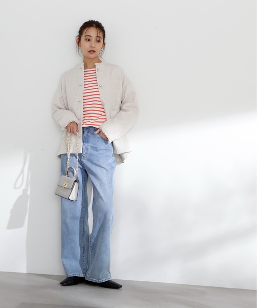 N.(N. Natural Beauty Basic)(エヌエヌナチュラルビューティーベーシック)の「◆バスクボーダーロンT(Tシャツ/カットソー・レディース・イエロー/オレンジ/ブルー・MEDIUM)」の9枚目の写真