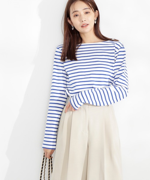 N.(N. Natural Beauty Basic)(エヌエヌナチュラルビューティーベーシック)の「◆バスクボーダーロンT(Tシャツ/カットソー・レディース・イエロー/オレンジ/ブルー・MEDIUM)」の15枚目の写真